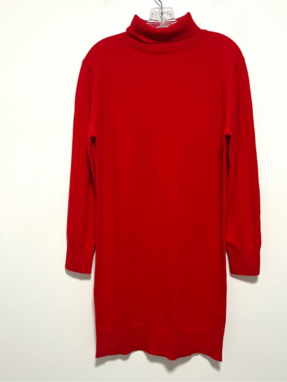 Lilysilk 100% Cashmere Red Turtleneck Sweater Dress Long Sleeve Medium
